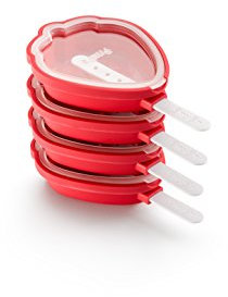 Lékué Pack de Moldes para Helados en Forma de Fresa, Silicona platino Rojo, 95 ml x 4 Unidades