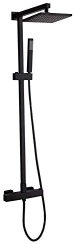 Design-Duschsystem Duschsäule SEDAL-Thermostat 8921B Basic in Schwarz - Auswahl ABS-Duschkopf eckig, Auswahl Duschkopf Quadrat:22.5x22.5cm