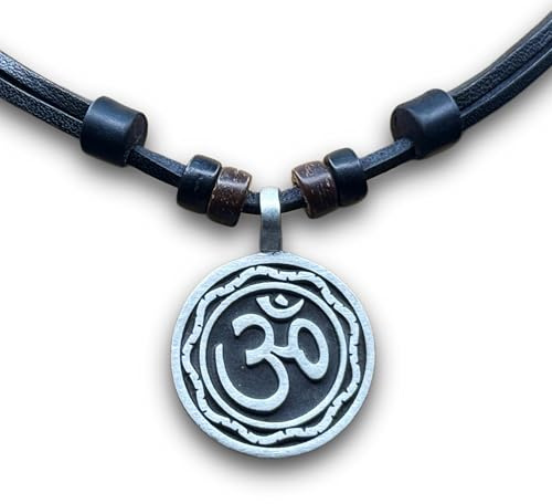 HANA LIMA Lederkette Halskette Om Buddha Shiva Indien Surferhalskette Lederhalskette