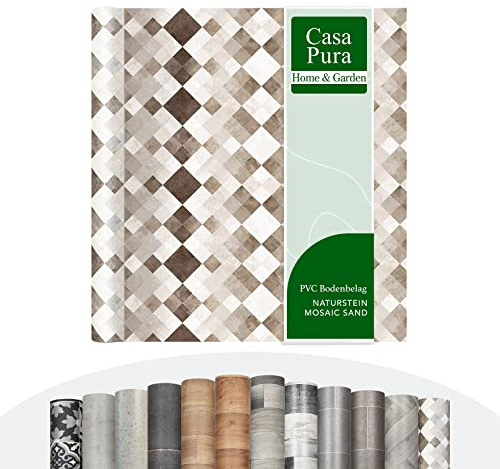 Casa Pura Vinylgolv, metervara, i många utföranden – träutseende, kakelutseende, stenutseende – PVC-golvbeläggning – vinyldesign för kök, badrum och vardagsrum (Toscana 2, 200 x 250 cm)