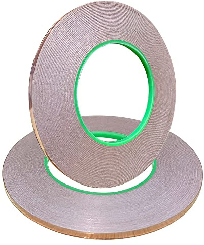 senven Bande blindage double face en feuille cuivre - Double surface conductrice - (50m × 5mm) × 2 - Blindage EMI et RF, circuit papier, maintenance électrique, soudage, process - 2pcs