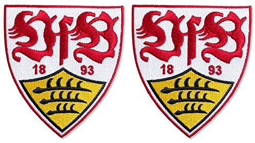 VfB Stuttgart Patch 2er Set - Wappen 4.5 x 5 cm - Aufnäher | Aufbügler - Plus Lesezeichen Wir lieben Fußball