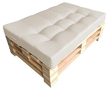 chilly pilley Palettenkissen Palettenauflage Schräg Geschnitten Gesteppt Palettenpolster Gartenkissen Garten Kissen Indoor Outdoorkissen Farben und Größen (Sitzkissen 120x80x15, Creme)