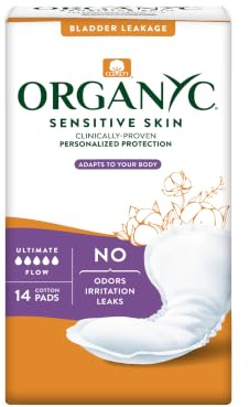 Organyc – 100% Organic Cotton Light Incontinence Pads for Bladder Leaks (Ultimate, 56 Count(4 Pack))