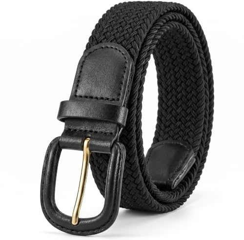 Streeze 30 mm ceinture pour hommes et femmes. 6 tailles. Extensible et tressée avec une boucle en cuir (Noir, S)