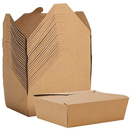 La Llareta Kraftpapier Lunchbox, 25 Stücke Kraftkarton Snackboxen, Take Away Box, Öl und Wasserdicht, für Sandwich, Käsekuchen, Burger (750ml)