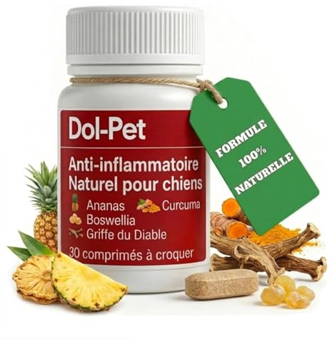 Dol-Pet Antinfiammatorio Naturale per Cani e Gatti Compresse Masticabili con Boswellia Serrata, Curcuma e Artiglio del Diavolo Dolori Articolari, Muscolari e Mobilità Gusto Carne | Condroprotettore Boswellia Serrata, Curcuma e Artiglio del Diavolo, Dolori Articolari e Muscolari, Mobilità