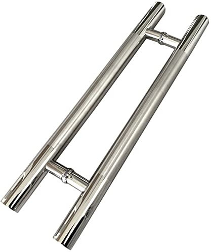 Hoopever 24 Inch Sliding Barn Door Handle, Stainless Steel Entrance Gate Long Handle Modern Commercial Interior Exterior Door T Bar Pull Push Two Side Glass Door Handle Chrome Length 600mm