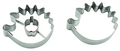 BekkiB 2er-Set Ausstecher Igel mit Apfel - 2x Ausstechform Maße 4,5 x 3,6 cm - Zum Backen von Keksen und Linzer-Plätzchen - Für die Spülmaschine geeignet - 7782