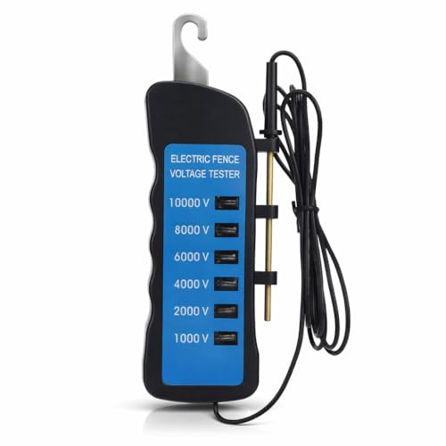 Elektrozaun-Spannungsprüfer, Elektrozaun-Fehlersucher Voltmeter Hochspannung 1000-10000 V Gartengeräte, Wasserdichter Tragbarer Spannungsmesser mit 6-teiligem Licht für Den Bauernhof