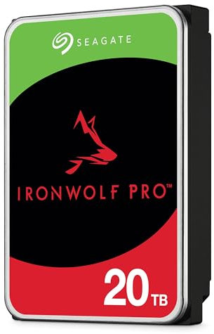 Seagate IronWolf Pro, 20 TB, Enterprise NAS Internal HDD –CMR 3.5 Inch, SATA 6 Gb/s, 7,200 RPM, 256 MB Cache for RAID Network Attached Storage, 3 year Rescue Services (ST20000NT001)