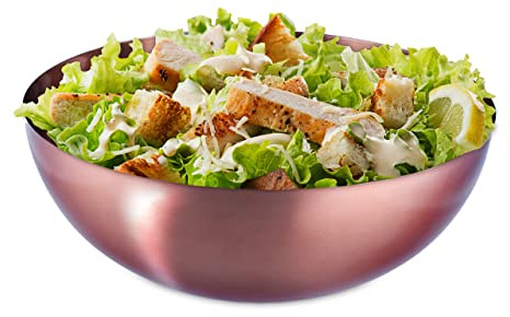 Relaxdays Set de 2 Ensaladeras de Acero Inoxidable Extragrandes, Frutero XXL, Cuenco Cocina, Bol Repostería, 12x31,5 cm, Cobre