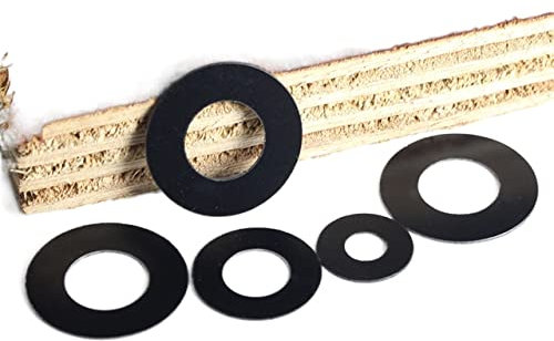 NEZIH Ctongrun-Flache Unterlegscheiben M2 M2,5 M3 M4 M5 M6 M8 M10 Schwarz PVC Ultra dünner Flacher Waschmaschine Kunststoff Gute Korrosionsbeständigkeit(M8X16X0.5mm,50Pcs)
