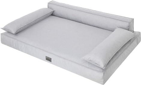 DOGGY Hundebett, Hundematratze, Hundecouch, für kleine und große Hunde, Hundekissen, Hundekorb, Haustier, Schlafplatz, Hundemöbel, Grau, L: 78x54 cm