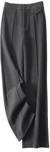 LIUYUYOUGO Pantaloni A Gamba Larga da Donna Invernali,Pantaloni Palazzo Vintage A Vita Alta Pantaloni Eleganti da Ufficio Pantaloni Slip-On Pantaloni A Gamba Dritta in Misto Lana Autunnale Pantaloni