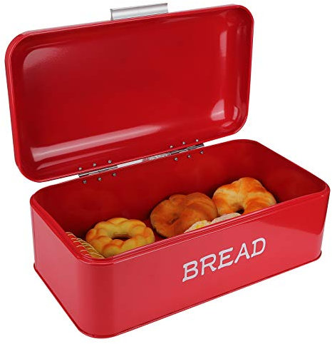 OKJHFD Roter Brotkasten für die Küchentheke, Europäischer Stil, Aufbewahrungsbehälter für Brot, Ca. 42 x 16,5 x 24 cm