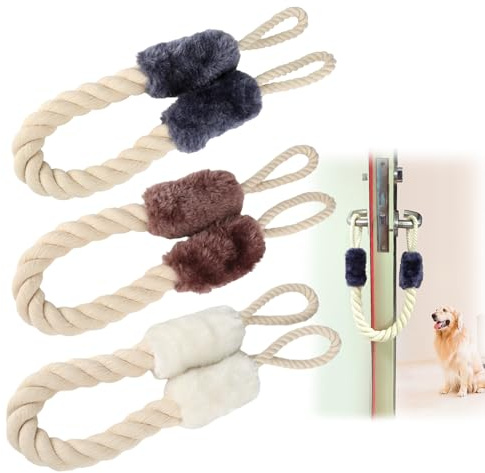 3 stycken dörrstopps-klämskydd, dörrstoppsskydd, babydörrsäkring, säkerhet, bomull, dörrrem, klämskydd, dörrhandtagsstopp, fönsterstopp för husdjur (blå/brun/vit)