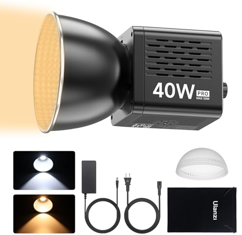 ULANZI 40 W Pro Portatile LED Video Light con Adattatore di Alimentazione DC, 2500 K-6500 K, Batteria incorporata in metallo Mini Doppia Temperatura di Colore COB Uscita Continua di Illuminazione Faro