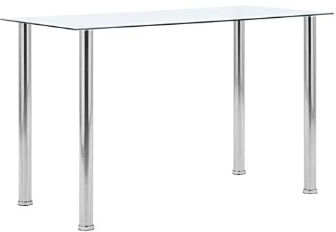 Sufrk Mesa De Comedor Transparente 120 X 60 X 75 Cm Cristal Templado, Mesa De Salón, Escritorio, Para Cocina, Diseño Industrial, Vintage