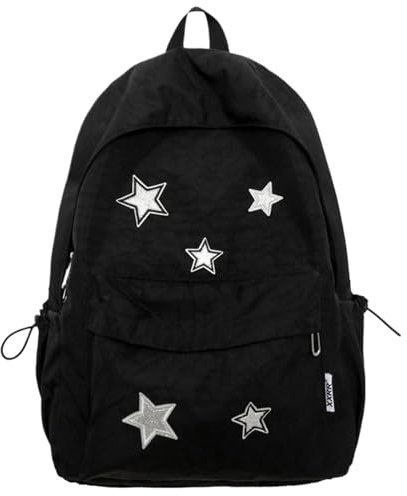 Rucksack für die Schule, Y2K - großer Kapazität Canvas Star Laptop Rucksack für Mädchen