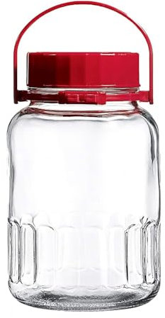 NCPSAKD 3l/0.75gal,Glasgefäß mit Deckel und Griff, große Gläser mit weiter Öffnung und Schraubdeckel aus Kunststoff, Vorratsgläser aus Glas, BPA-frei