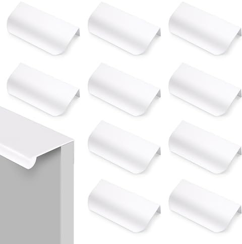 KASURE 10 Stück Schrankgriffe,Griffe Verdeckt, Verdeckte griffe für Küchenschränke,Unsichtbar Küchengriffe Türgriff Für Schränke,Geeignet Für Schränke,Schubladen,Schranktüren(Weiß)