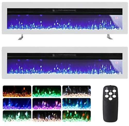 WarmieHomy 3 in 1 Electric Fire 127cm Freestanding/Recessed/Wall Mounted Electric Fireplace, Medial Wall Fireplace 50 inch with Remote Control, 9 Flame Colors & 2 Heating Mode 900W&1800W Adjustable