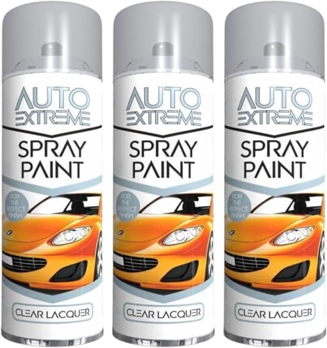 DIOXSTAR All Purpose Clear Lacquer Spray Paint, Quick Drying, Easy To Use, Long Lasting, Suitable For Wood, Metal, Plastic, And, Glass Surface, 250ml (3 Pcs)