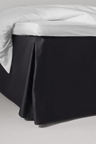 Jotex Zack Satin Volant Betthusse 100% hochwertige Bio-Baumwolle Bettrock, Höhe 45 cm, Schwartz 90 x 200 cm