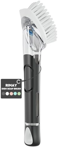 RIMAY Soap Dispensing Dish Brush, Dish Scrubber with Soap Dispenser, Dish Soap Brush, Dish Wand with Soap Dispenser Kitchen Brush for Dishes, Pans, Sink, Pots