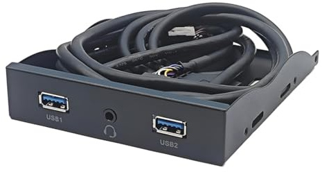 JMT 2 Anschlüsse USB 3.2 Frontplattenhalterung 13,3 cm / 8,9 cm Floppy Bay 19Pin auf USB Hub HD Audio Kopfhörer/USB-C 20Gbps mit Kabel für Desktop (Typ C)