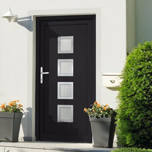 Haustür Anthrazit 98x190 cm PVC, Xichuzi Zimmertür, Eingangstür, Innentüren, Wohnungstür, Nebeneingangstür - 1 x Tür,1 x Handgriff-Set,1 x Schlüsselsatz,1 x Dichtungsband,1 x Montagesatz