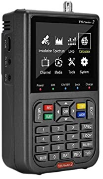 Medidor de Campo TDT, DVB-S2X / S2 / S Buscador de señal satelital V8 Finder2 Medidor 1080P HD 3.5quot; Pantalla de visualización H.264 Receptor de TV digital ,para configurar antena parabólica(V8 fin