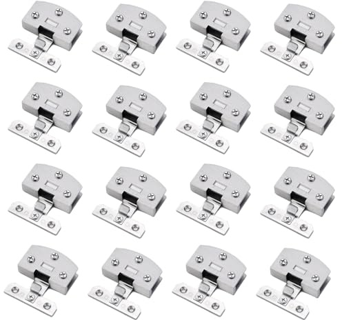 TOOSOAR® 16 Stück Scharniere für Glastüren, Scharnier für Glastür, Glastür Scharniere für 3-7 MM Glastüren (Silber)