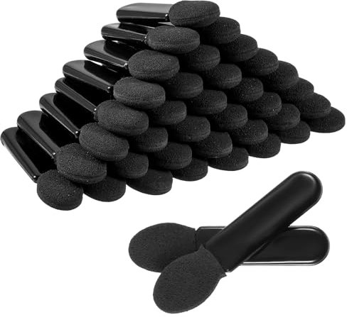 50pcs Disposable Dual Side Eye Shadow Sponge Applicators Black Double-side Eye Shadow Brushes Short Eyeshadow Applicator Reusable Eyeshadow Set Eye Makeup Tools for Women Professional