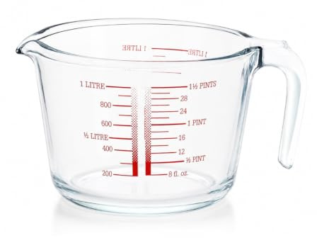 Classic Measuring Jug 0.5L, Super Heat Resistant Oven & Microwave & Dishwasher Safe, Clear Glass Solutions Measuring Jug Kitchen, Stain Proof, Graduated Measure Lines