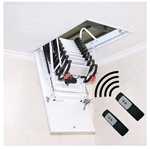 Escabeau électrique télescopique avec télécommande pour plafond et porte de trappe personnalisable (80 x 130 cm) 3 m de hauteur