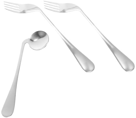 TOBBOMEY 1juego Utensilios De Alimentación Para Ancianos De Cuchara y Tenedor Angulados Diseño Ergonómico Para Facilitar La Comida Cama Reducción Del Estrés La Muñeca Para Movilidad