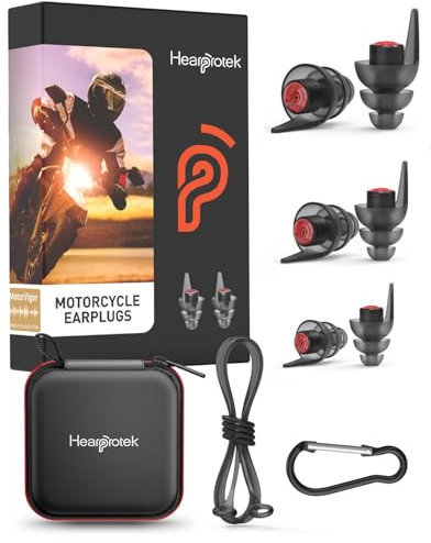 Hearprotek 3 Paires Bouchon Oreille Moto,24 dB Bouchon D'oreille Moto Réutilisables,Isolation Confortable Contre le Bruit du Vent pour Protection Auditive,Cadeaux de course pour les amateurs de moto