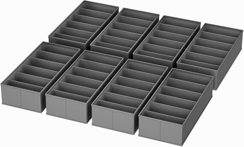 Homsorout Schubladen Organizer für Unterwäsche - 8er Set Schrank Organizer für PAX Kleiderschrank, 30 x 15 x 9 cm Baby Wickelkommode für Socken, Kinderkleidung, Dunkelgrau