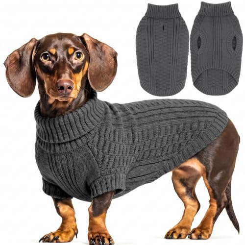CITÉTOILE Hundepullover Strickjacke Rollkragen Ärmellos Grau L | Weiches Fleece, Atmungsaktiv, Bequem, Ideal für kleine & mittelgroße Hunde, Warme Welpenkleidung