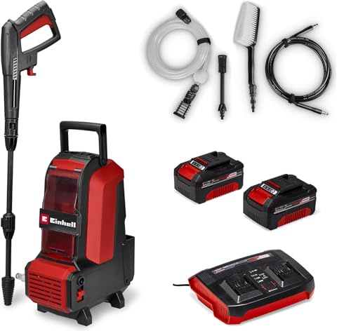 Einhell Akku-Hochdruckreiniger HYPRESSO 36/105 PXC (36 V, 105 bar, 270 L/h, 4 m Hochdruckschlauch, 5 m Saugschlauch, inkl. 2X Düsen, Waschbürste, inkl. 2X 4,0 Ah Akku & Ladegerät)