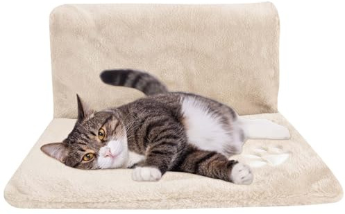 Hnonoxy Cama de Gato para Radiador, Cama de Radiador de Lujo Colgante para Varios Radiadores, Peluche Camas de Hamaca para Todo Tipo, Gatos, 46x30x25cm (Beige)