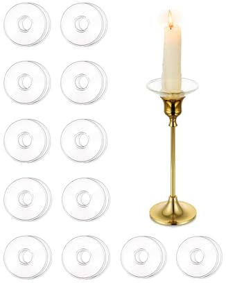 Exogio 12 Stück Gläser Kerzen Tropfenfänger für Stabkerzen, Tropfschutz für Spitz Tropfenfänger, Kerzenringe für Stabkerzen, Kerzenhalter Glas, Kerzentropfschutz Kommunion für Hochzeit Wohnzimmer