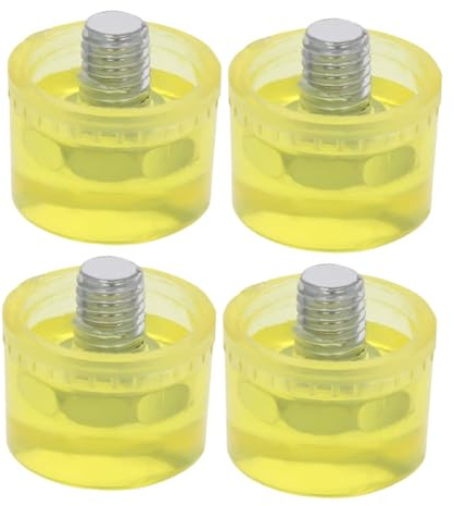 Homoyoyo Replacement Rubber Hammer Heads 4pcs Set 25mm Yellow Rubber Striking Tips Suitable for Landscaping and Percussion Use