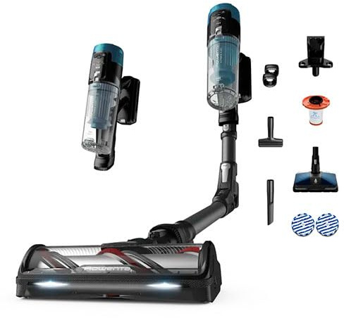 Rowenta X-Force Flex 14.80, Aspirapolvere Senza Fili, RH9BC1 | Scopa Elettrica con Potenza di 240 Air Watt, Autonomia di 1h30, Spazzola Aqua Aerospin