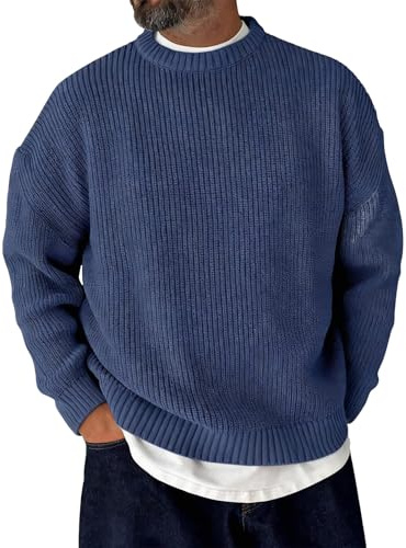 TOFOTL Pull Camionneur Homme, Marque de Luxe, Torsadé,col Rond Polaires Colle Roulé Coton Cachemire Grande Taille Ado Fin sans Capuche Maille Col Rouler Laine Pull Grosse Maille Homme, Marine 3XL
