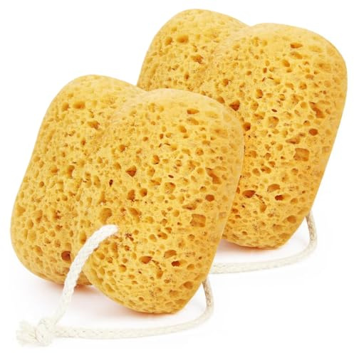 Flintronic 2PCS Éponge de bain, éponges de Bain en Nid d'abeille, éponges Douce Exfoliante, Mousse Dense, Grande Taille, pour Exfolier, Peau Nettoyer, Peau Apaisante