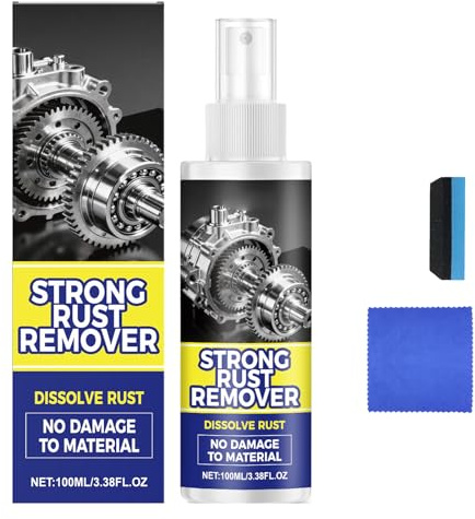 Strong Rust Remover, Powerful Rust Remover Spray for Cars, Multipurpose Rust Remover Spray, Multipurpose Rust Stain Remover, Car Rust Removal Spray for Vehicles, Tools, Chains, Metal (1, 100ml)