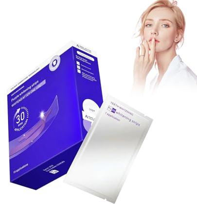 Eazerom (04) Lila tänder Blekningsremsor, 28 st | Tandblekningsremsor, whitening tänder anti-glid strips, snabba resultat, tar bort djupa fläckar